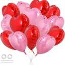 TONIFUL 30Pcs 18 Inch Red Pink Heart Balloons Valentines Day Heart Shape Foil Mylar Balloons Decoration for Romantic Valentine's Day Wedding Bridal Shower Anniversary Engagement Party Supplies
