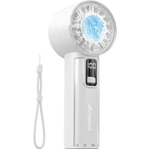 AMACOOL Handheld Fan with Ice Cooler, Mini Portable Fan Rechargeable, 18Hrs Cooling, 0-100 Adjustable Speed, Small Yet Powerful, Personal Hand Fans for Travel, Beach, Outdoor, Makeup, Gifts for Women (White)