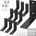 L Floating Shelf Brackets,10 Pack Heavy Duty L Brackets for Shelves, L 5" X H 4" Black Metal Countertop Support Brackets,Wall Mounting for Wood