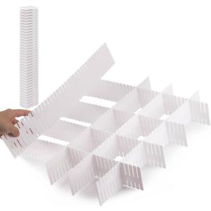 Ohlove 20Pcs Drawer Organizer Dividers 17"x2.8" Adjustable Storage Organizer Separator for Socks, Underwear, Makeup, Kitchen, Dresser