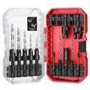 15PCS Countersink Drill Bit Set, Adjustable Tapered Counter Sink Drill Bits with 2PCS Wood Plug Cutter, 1/4" Hex Shank Quick Change for Woodworking with Storage Case