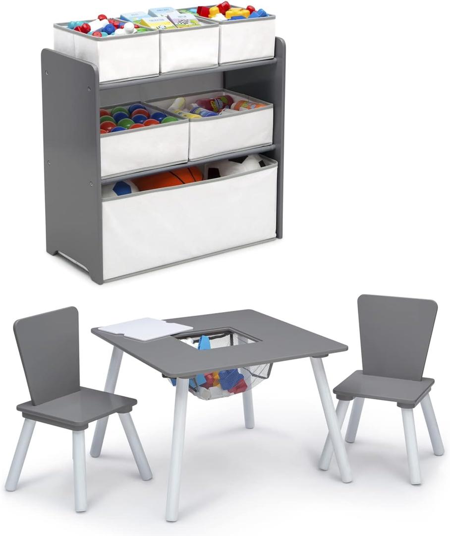 Delta Children 4-Piece Toddler Playroom Set, Grey/White, Onesize
