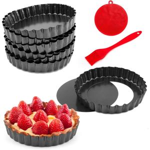 Gutsdoor Mini Tart Pan Removable Bottom 5 Inch Cheesecake Pans Tart Mold Quiche Pie Tins Non-stick Round for Baking Set of 8