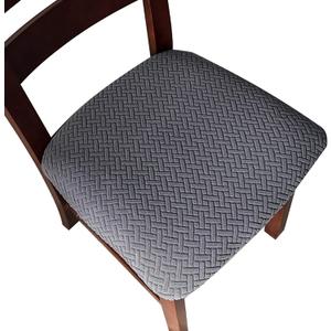 Genina Seat Covers for Dining Room Chair Seat Slipcovers Kitchen Chair Covers (Dark Gray, 6 Pcs)