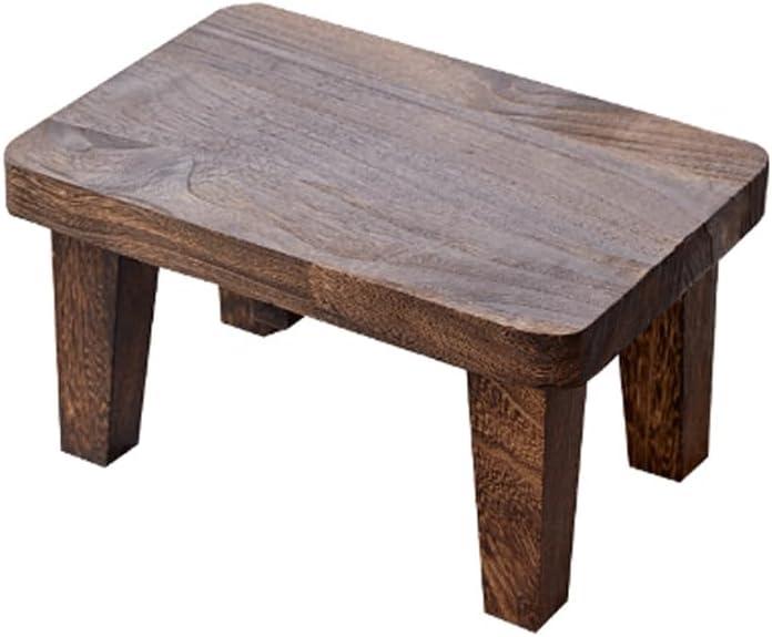 Tung wood step stool with non-slip rubber feet, small step stool for bedroom, kitchen and living room, load capacity up to 300 lbs, sturdy and durable, no assembly required