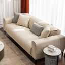 vctops Rustic Linen Textured Couch Sofa Cover Solid Color Non Slip Sectional Couch Covers Soft Sofa Slipcover for Dogs, Children, Pets Furniture Protector (Beige,28"x82")