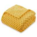 KORBLISS Super Soft Fleece King Size Blanket 90x102 Inches for Bed, Premium Silky with 3D Imitation Turtle Shell Jacquard Decorative Blankets, Lightweight and Cozy for Living Room, Yellow