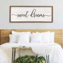 LuZhiQiang Sweet Dreams Sign Wall Decor Above Over Bed 40" x 15" Large Wood Framed for Guest Room Master Bedroom Hanging Wall Art (White)