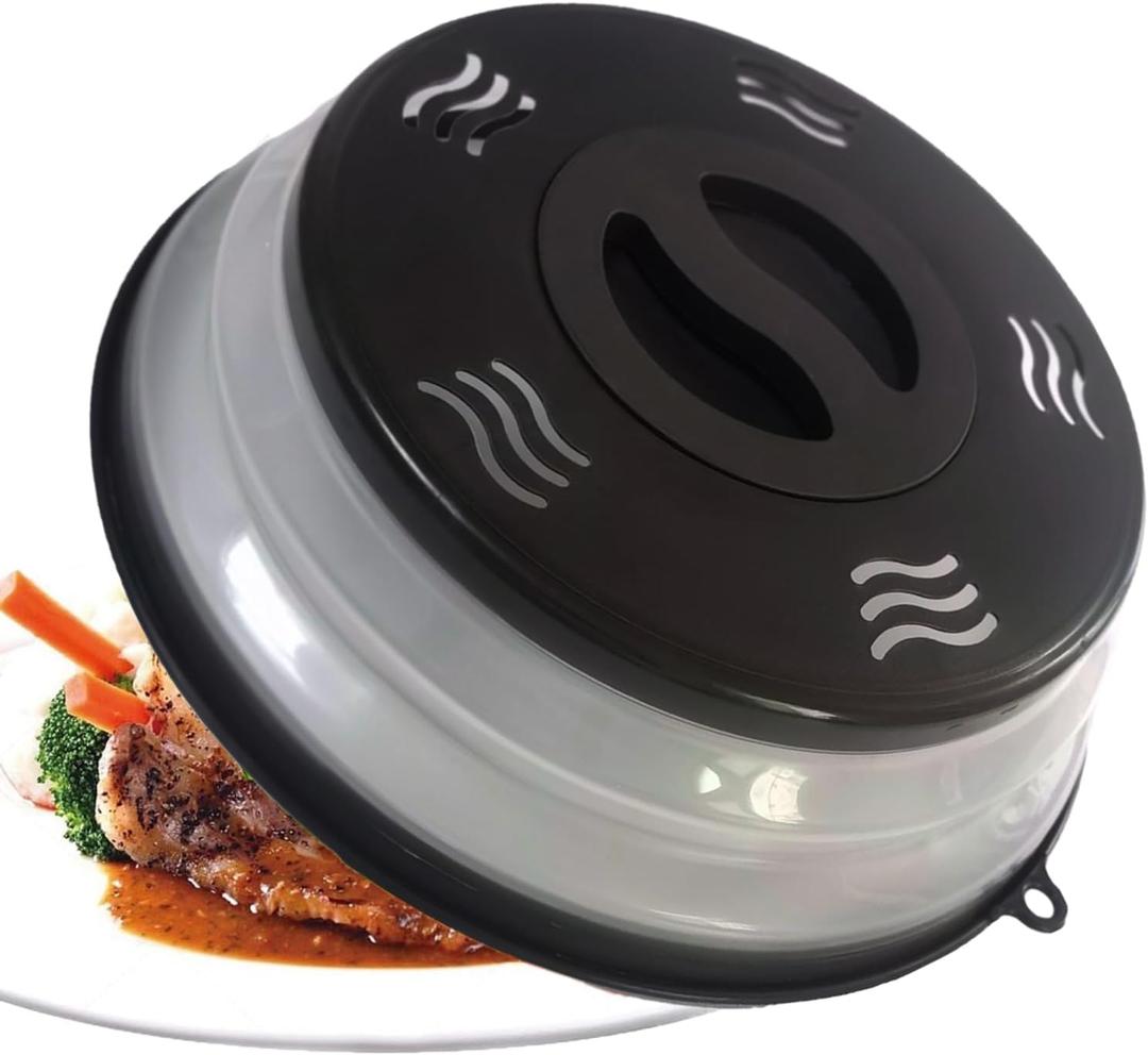 Microwave Splatter Cover Vented for Food, Splatter Guard & Colander Kitchen Gadget for Fruit Vegetables Microwave Plate Cover with Hook Hole,Dishwasher-Safe,BPA-Free Silicone & Plastic (1PACK)