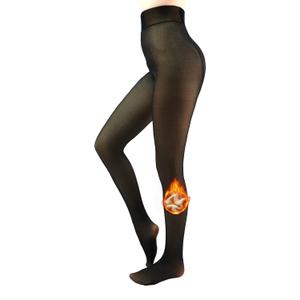 Fleece Lined Tights Sheer Women - Fake Translucent Warm Pantyhose Leggings Sheer Thick Tights for Winter (Medium, Black)