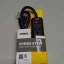 Prime Wire & Cable PB922009 6-Outlet Power Strip with Right Angle Plug and 14-3 SJT 3-Feet Cord, Black