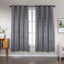 Amazon Basics Jacquard 2-Piece 100% Blackout Curtains, Living Room and Bedroom Drapes, Thermal Insulated Window Treatment, 42"x72", Grey