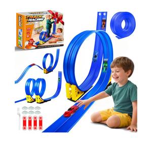 Nicmore Flexible Race Track Toy Set: 15ft DIY Bendable Ramp with Suction Cups – Portable Roll-Up Car Track for Kids Compatible with 1:64 Diecast Cars – Birthday Christmas for Boys Girls Ages 3+