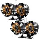 Rossesay Wood Burning Stove Fan Black Heat Powered Fireplace Fan for Wood Burning Stove Pellet Log Burner Circulating Warm Air (Dual Motor 12 Blade)