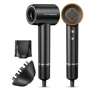 Hair Dryer, 150000 RPM High-Speed Brushless Motor Negative Ionic Blow Dryer for Fast Drying, Low Noise Thermo-Control Hair-Dryer-with-Diffuser and Nozzle (Black)