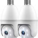 2K Light Bulb Camera Ourdoor, 5G/2.4G Wireless Outdoor Camera, Light Bulb Security Camera with AI Human Detection, Color Night Vision, Motion Alerts, 2-Way Audio, Compatible with Alexa (2 Pack White)