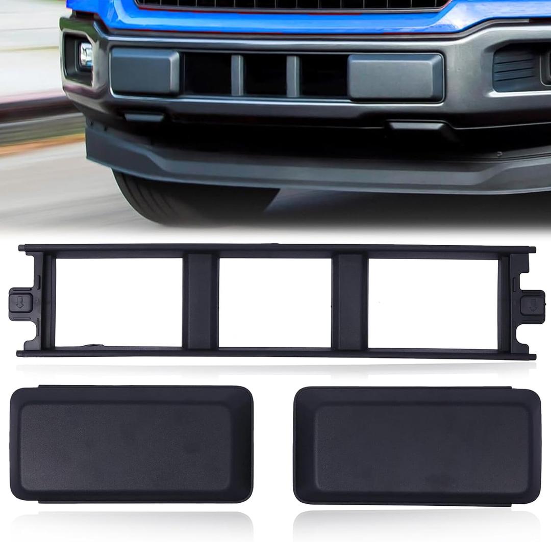 Front Bumper Guards Pads Inserts End Caps & Lower Center Grille Cover Trim Panel Fit For 2018 2019 2020 Ford F150 Black