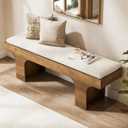 LITTLE TREE 55.2" Dining Bench with Linen Cushion, Farmhouse Entryway Bench, 55.12" W x 13.78" D x 17.72" H