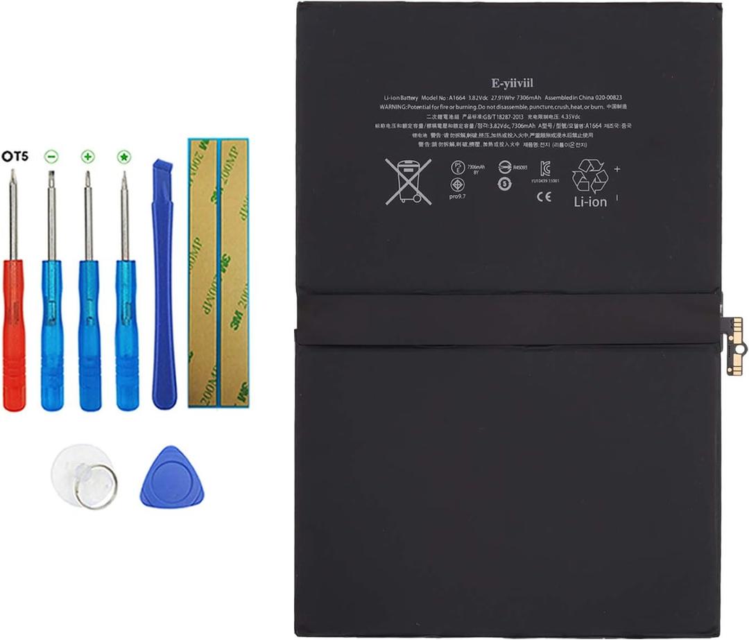 [2023 New] A1664 Replacement Battery Compatible with ipad Pro 9.7 2016 Edition Internal New A1673 A1674 A1675 7306mAh