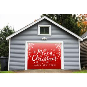 Large Merry Christmas Garage Door Banner - 7x8ft, 7x16ft, Outdoor Wall Decor, Christmas Garage Door Cover, Holiday Decoration, Waterproof, Durable, Easy to Install, Reusable (7' H x 8' W, S805)