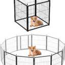 Dog Playpen Add-on 24 inch 4 Panels for Indoor & Outdoor Use – Heavy-Duty Metal Pet Fence with Ground Stakes, Rounded Ball Tops for Safety, Stable & Foldable Design, Easy to Assemble