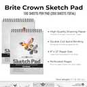 2 x Sketch Pad 2-Pack - 9x12 Drawing Pads for Kids 9-12, Teens - 64lb (95gsm) Art Paper - Spiral Perforated 100 Sheets Each - Sketch Book for Kids, Art Sketchbook for Dry Media