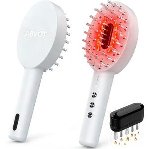 3-in-1 Electric Scalp Massager Brush, Vibrating Scalp Massager Comb with Hair Oil Applicator for Scalp/Face/Body Relaxation, Portable Massager Tool for Home & Travel, Gift for Men & Women(White)