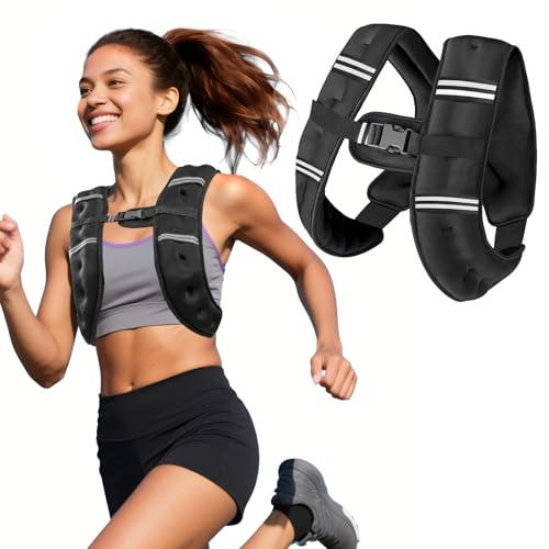 Zikopomi Weighted Vest Woman Man, 8lb Weight Vest with Reflective Stripes for Workout, Strength Training, Running, Fitness, Muscle Building, Weight Loss, Rucking Vest Amazon's Choice