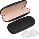 Joyberg Glasses Case, 2 Pack Eyeglass Case with Cleaning Cloth, Glasses Case Hard Shell Fits Most Glasses (Black)