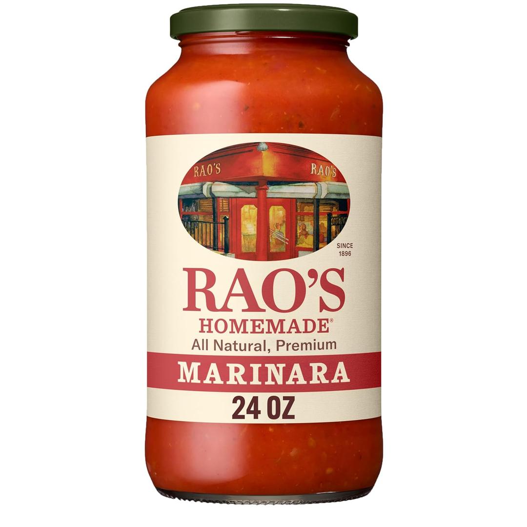 Rao's Homemade Marinara Sauce, 24 oz, All Purpose Tomato Sauce, Pasta Sauce, Carb Conscious, Keto Friendly, All Natural, Premium Quality, With Italian Tomatoes & Olive Oil (EXP 11/17/28)