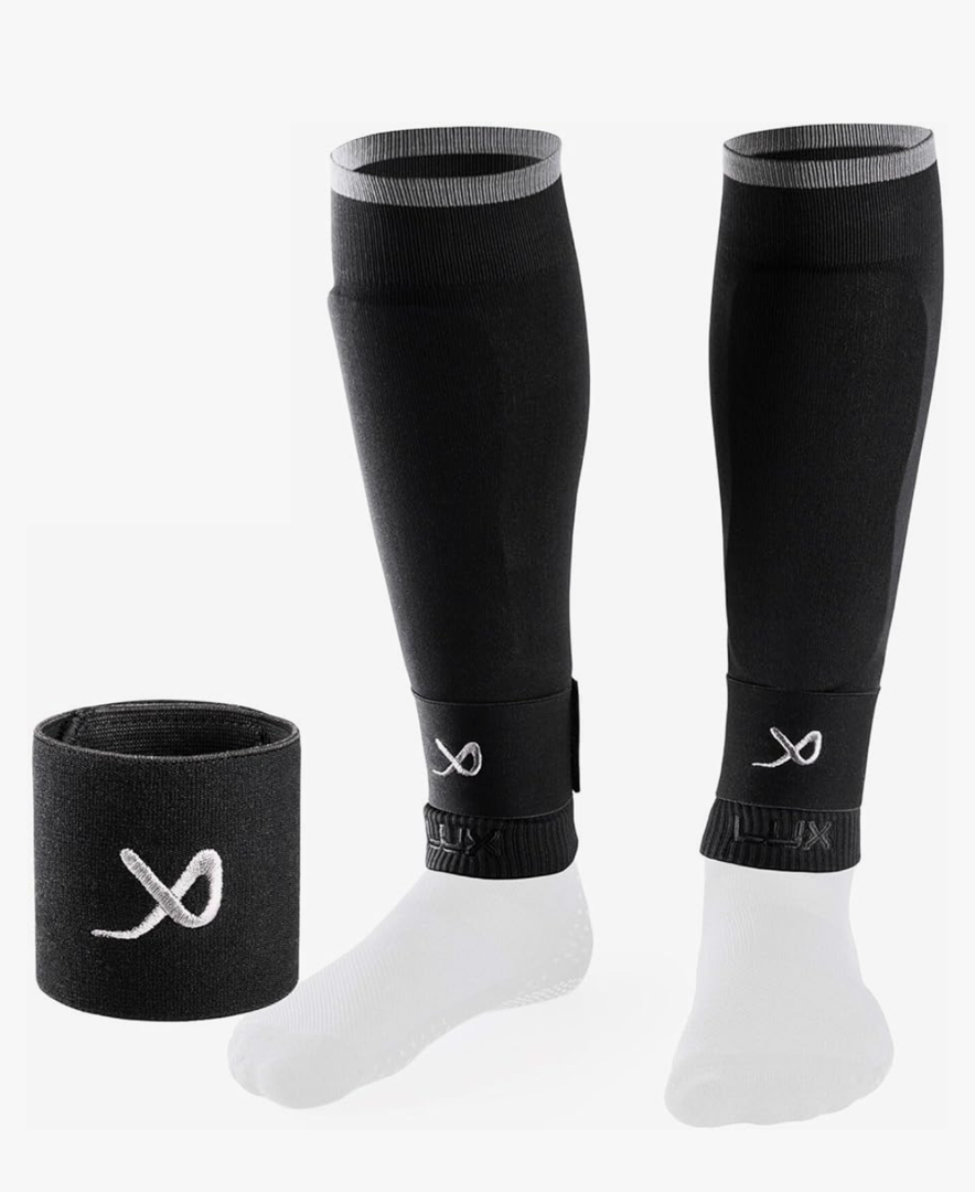 LUX Soccer Sleeves w/FREE Guard Stays for Men/Boys/Youth Compatible w/Soccer Grip Sock Large