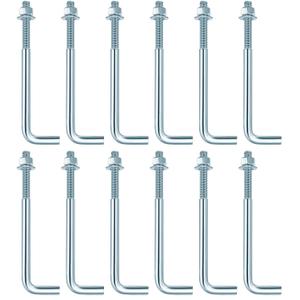 12 Pcs Galvanized Anchor Bolts, 1/2 x 8 Anchor Bolts with Nuts and Washers, J Bolts for Concrete Pouring, Post Anchor and Wood Construction