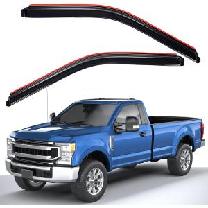 Lightronic Extra Durable Clip-on in-Channel Auto Vent Window Visor, Fits 2017-2025 Ford F-250, F-350 & F-450 Super Duty, Regular/SuperCab/Crew Cab, UV-Protect Rain Guard Wind Deflector, Smoke, 2-Pcs