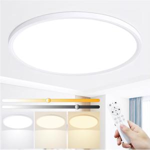 20 Inch LED Flush Mount Ceiling Light,48W Ultra-Thin Modern Round Light Fixture with Remote, Dimmable 3000K-6000K,White,4800LM, Memory & Night Light Mode for Bedroom, Kitchen, Living Room