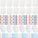 Qilery 12 Set Acrylic Paint Kit Mini Stretched Canvas with Easel, Acrylic Paints Strips, Brushes, Palette, Art Set for Kids Adults Classroom Birthday Party Favors(5.9" x 5.9")