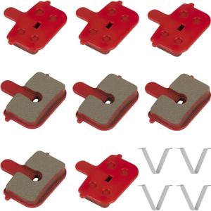 4 Pair Bicycle Disc Brake Pads & Retaining Spring, High-Performance Resin Semi-Metallic Replacement Brake Pads with 8 Pads and 4 Springs for Road and Mountain Bikes