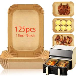 125 Air Fryer Liners for Ninja XL Accessories, Non-Stick Parchment Rectangular, Air fryer liners disposable for Microwave Oven Baking, Waterproof and Oil-Resistant (11 x 6 inch)