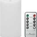 Stonebriar 6 Count White Real Wax 3x6 Flameless LED Pillar Candles with Remote and Timer