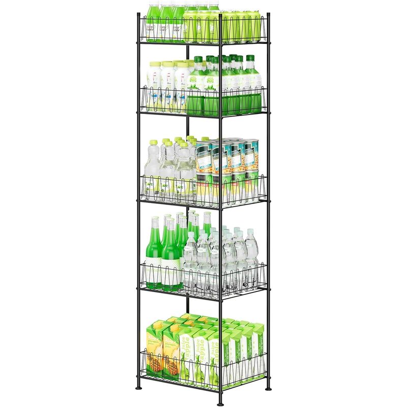 5 Tier Water Bottle Organizer Rack Metal Free Standing Water Storage ...
