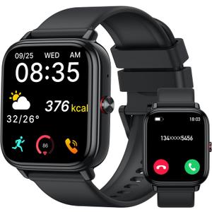 Smart Watch for Men Women (Answer/Make Calls),1.83" HD Touchscreen Fitness Tracker, 480Hrs Playtime,112+ Sports Modes,Fitness & Sleep Tracker,Health,Fitness Watch for Android/iOS,IP68 Waterproof,Black