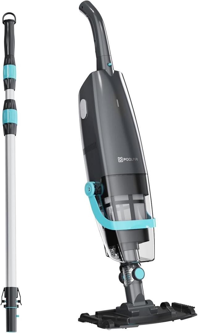Cordless Handheld Pool Vacuum for Above Ground Pool,22 Gal/Min Suction, 60 Min Runtime, Dual-Phase Cleaning System, Obsidian