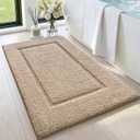 DEXI Bathroom Rugs 32x20, Washable Non Slip Bath Mat for Shower Floor, Absorbent Quick Dry Bathmat with Rubber Backing, Ultra Soft Plush Carpet for Tub, Beige (1'8" x 2'8" (Rectangular))