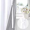 XWZO 100% Blackout Curtains 2 Panels with Tiebacks- Heat and Full Light Blocking Window Treatment with Black Liner for Bedroom/Nursery, Grommet Top, White, W52 x L84 Inches Long, Set of 2