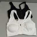 Women's Zip Front Sports Bra - Wireless Post-Surgery Bra, Medium Support for Yoga & Light Workouts (XX-Large, Black+white)