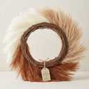 Perfnique Pampas Grass Wreath, 25'' Faux Pampas Wreath for Front Door, Artificial Pampas Wreath for All Seasons, Boho Wall Decor, Farmhouse Pampas Grass Garland, DIY Wreath Arrangement (Ivory&Taupe)