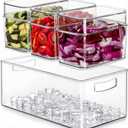 Hudgan Large Taco Bar Serving Set for Party with 3 Containers(50 Oz), Mimosa Bar Accessories with Separate Lids, Chilled Condiment Caddy Organizer for Salad, Fruit, Party Garnish