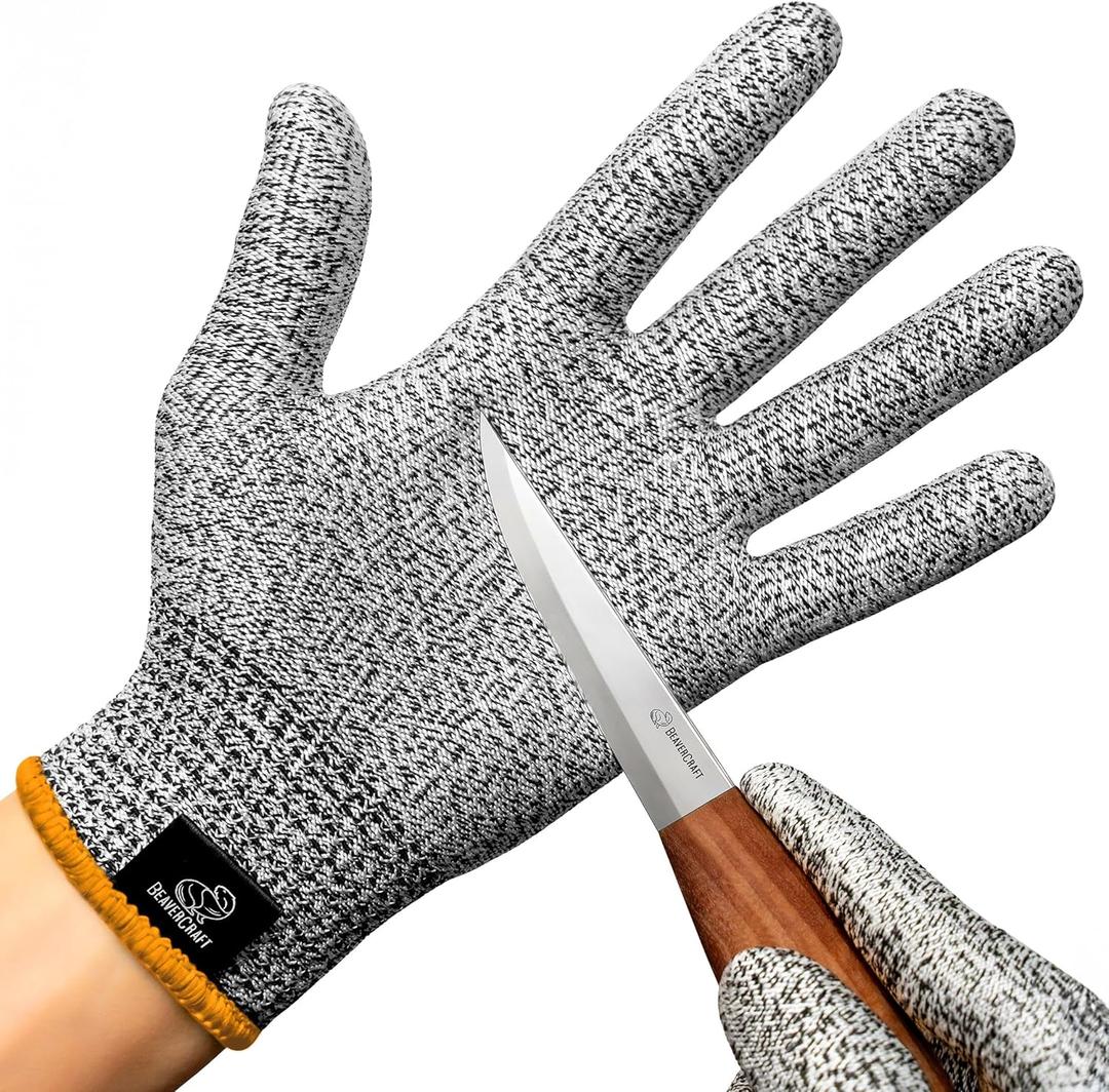 BeaverCraft Wood Carving Gloves CRG - Cutting Cut Resistant Gloves Level 5 for Whittling, Woodworking, Food Prep (Medium)