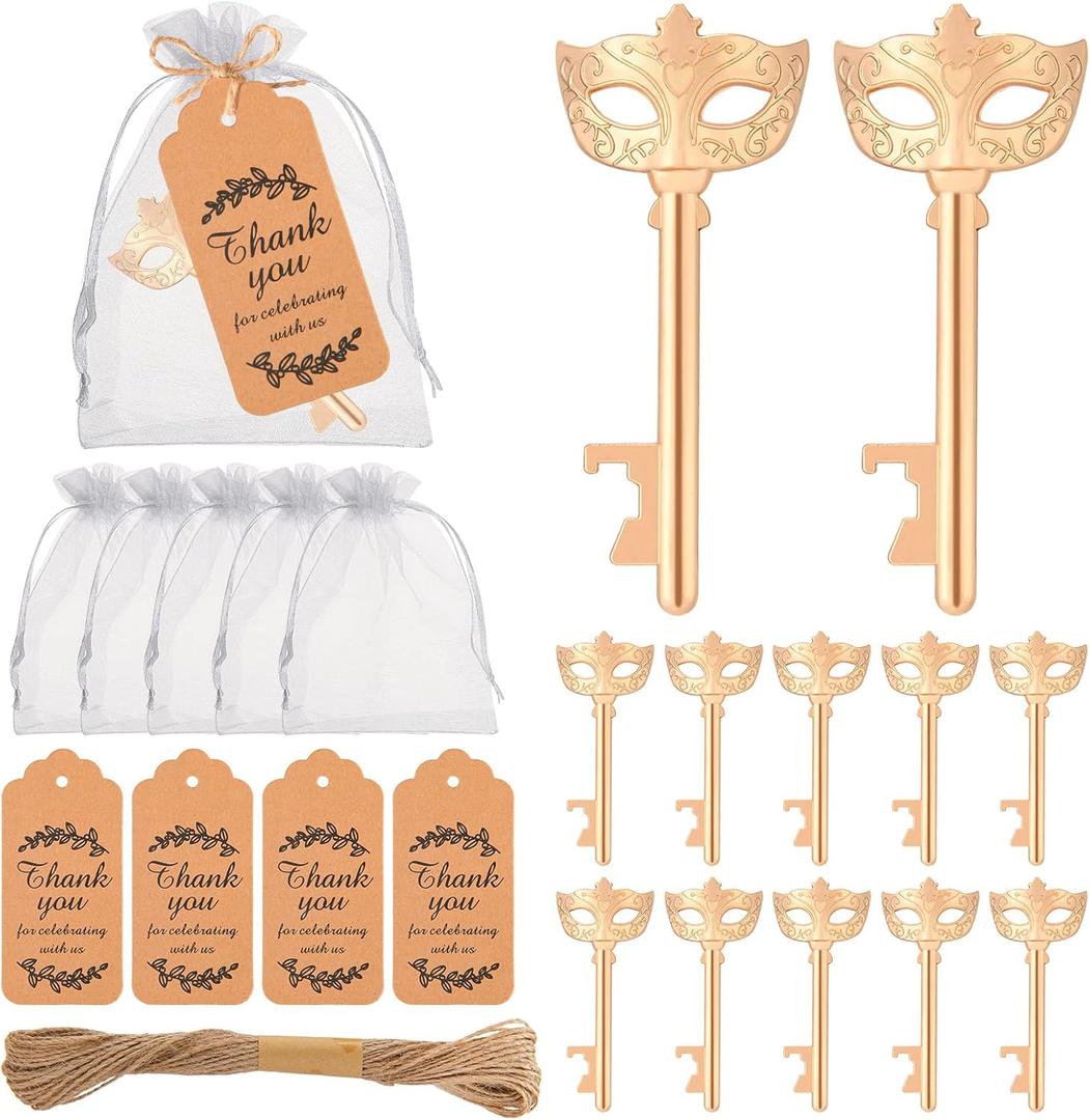Wxzumg 50Pcs Masquerade Party Favors Mask Design Bottle Openers for Masquerade Mask Party Wedding Favors Bridal Shower Party Masquerade Ball Decor for Girls Quinceanera Birthday