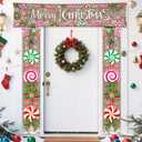 AIBIIN 3PCS Christmas Decoration, Porch Sign for Front Yard Hanging Banner Merry Christmas Candy Pattern for Xmas Supplies Indoor Outdoor Xmas Decor