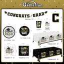 Graduation Decorations 2026 Black and Gold Grad Party Supplies with Disposable Plates, Napkins, Tablecloth, Cups and Congrats Grad Banner for 24 Guests - Graduation Party Decorations